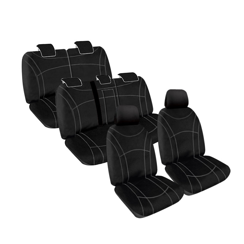 Getaway Neoprene Ready Made Seat Covers - Front, Black/Silver