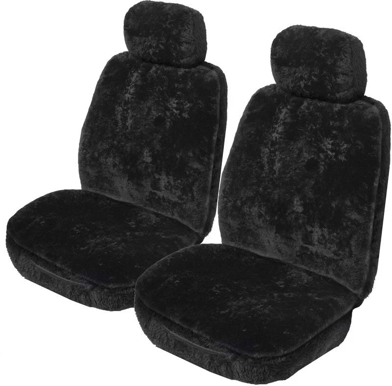 Custom Sheepskin Seat Covers Suits Isuzu D-Max Ute Mazda BT-50 7/2020-On 22mm Black Pair RIV7230BLK