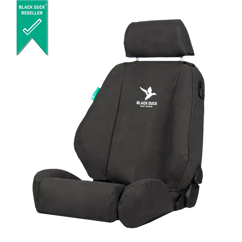 Black Duck Canvas Seat Covers Suits Hyundai Mighty Trucks 2022-On Black