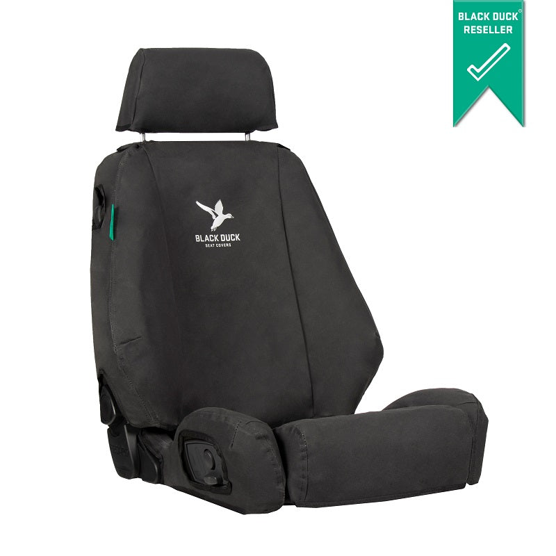 Black Duck Canvas Seat Covers Suits Hyundai Mighty Trucks 2022-On Black