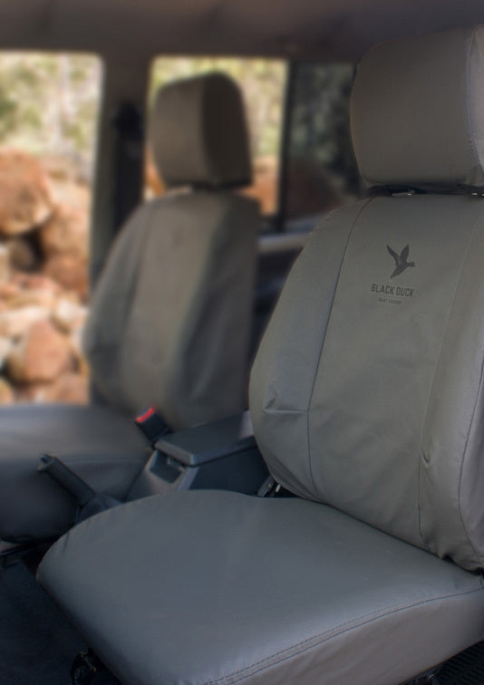 Black Duck Canvas Seat Covers Suits Hyundai Mighty Trucks 2022-On Grey