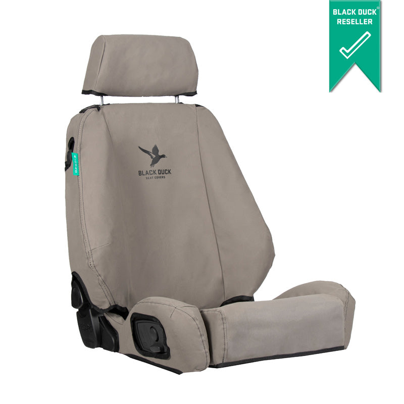 Black Duck Canvas Seat Covers Suits Hyundai Mighty Trucks 2022-On Grey