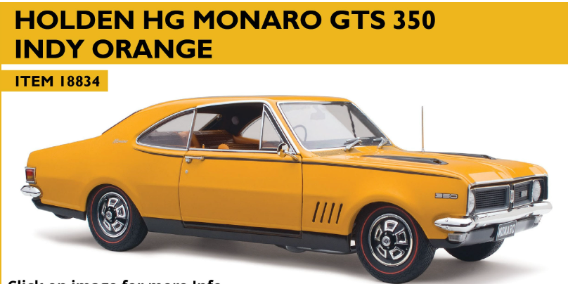 1:18 Classic Carlectables Holden HG Monaro GTS 350 Indy Orange 18834