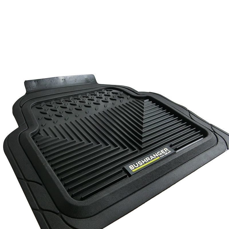 Bushranger Mudtamer Mud Tamer Solid Rubber Floor Mats Rear Pair Black 91X02B