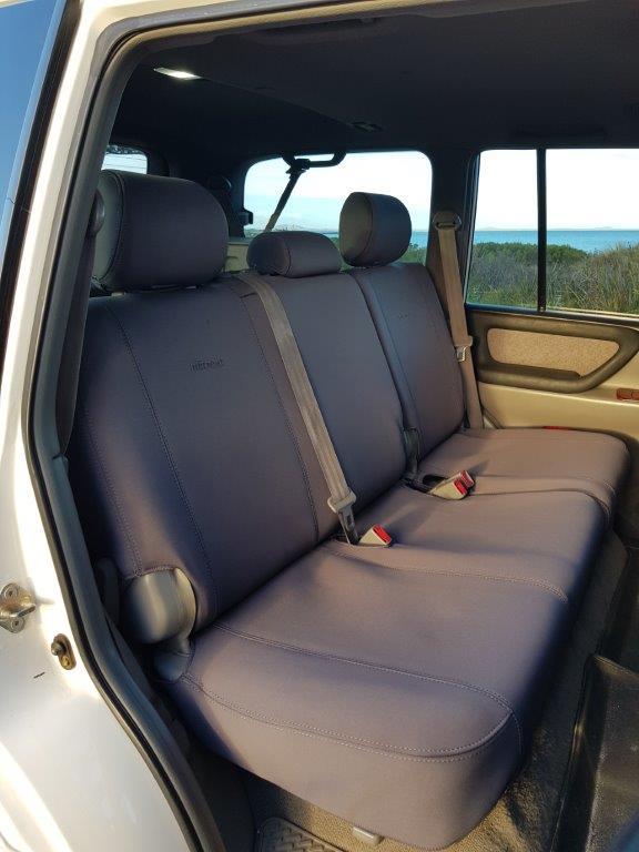 Wet Seat Grey Neoprene Seat Covers suits Toyota Landcruiser 79 Series Dual Cab 10/1999-On Charcoal Stitching