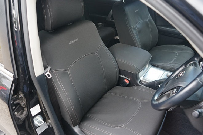 Wet Seat Black Neoprene Console & Seat Covers Suits Isuzu D-Max LSM/LSU-X-Terrain 7/2020-On Dual Cab Charcoal Stitching