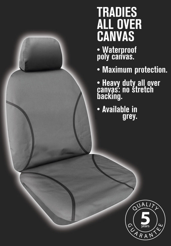 Tradies Canvas Seat Covers Suits Ford Ranger (PJ/PK) XL Single Cab 1/2007-8/2011 Grey