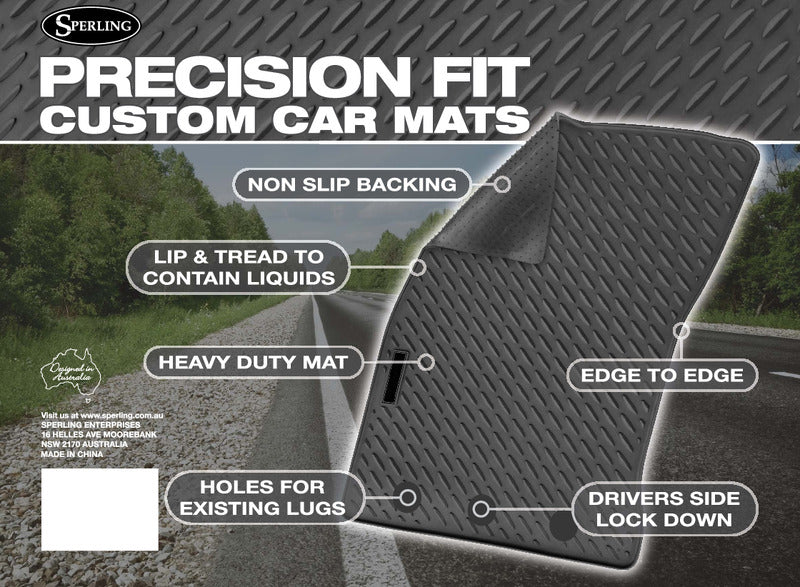 Rubber Custom Floor Mats Suits Mazda BT-50 TF Dual Cab 8/2020-on Front & Rear Black MRBMZ004BLK2RW