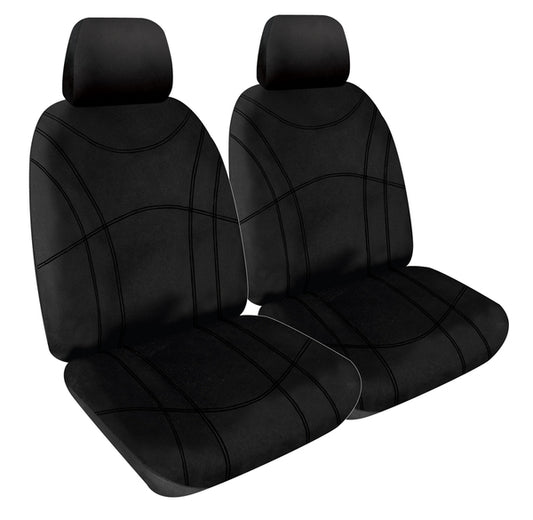 Getaway Neoprene Seat Covers Suits Nissan Navara D23 NP300 DX/RX Single Cab 11/2015-12/2020 Black Stitch