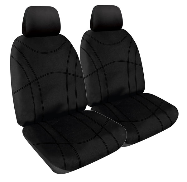 Getaway Neoprene Seat Covers suits Toyota Hilux Workmate/SR/SR5 Extra Cab 10/2015-On Black Stitch