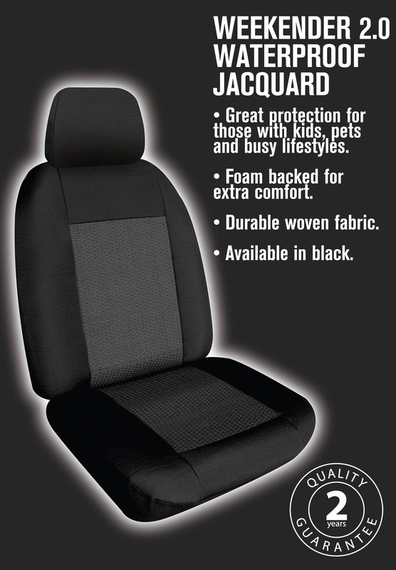 Weekender Jacquard Seat Covers Suits Mazda BT-50 (B19/B30) XT/XS Dual Cab 8/2020-On Waterproof