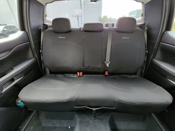 Wet Seat Neoprene Seat Covers Suits Ford Ranger RA Dual Cab 7/2022-On Black with Charcoal Stitch