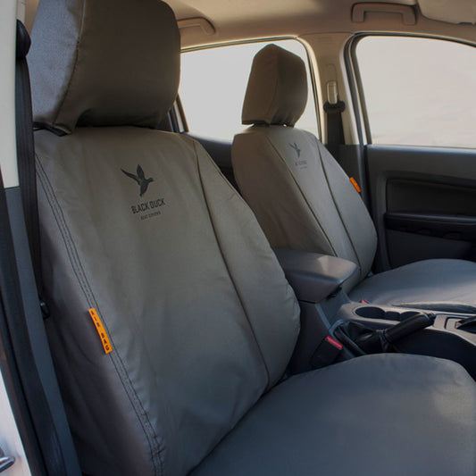 Black Duck Canvas Seat Covers Volvo Large Loaders Grey