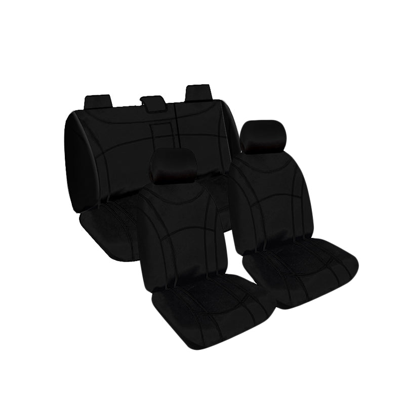 Getaway Neoprene Seat Covers Suits Mitsubishi Pajero (NT, NW, NX) GL, GLX, GLX5, GLX-R 5 Seater SUV 2009-On Black Stitch