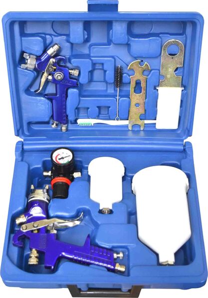 Spray Gun Kit - Gravity Feed 600Ml 1.4Mm Nozzle & & 125Ml 0.8Mm Nozzle