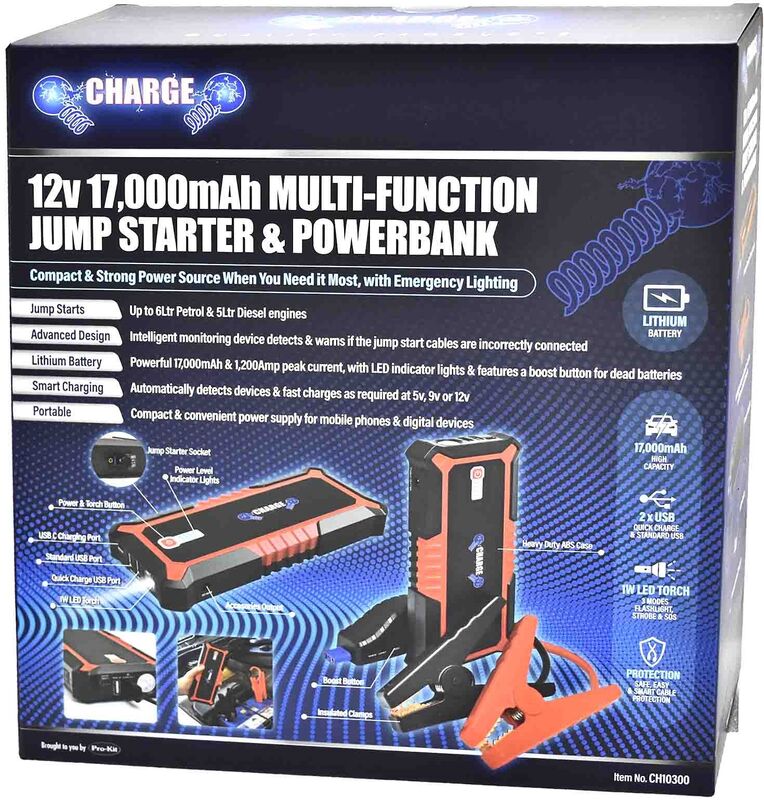 Jump Start - 12V 17000Mah With 1W Led Torch, 3 Usbs Led Indicators  12V