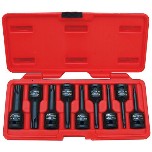 Socket Set - 9Pc 1/2Inch Dr Impact Star Bit T20, T25, T30, T40, T45, T50, T55, T60 & T70