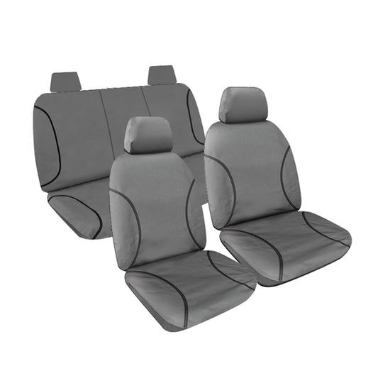 Tradies Full Canvas Seat Covers Suits Nissan Navara (D23/NP300) Series 1 & 2 DX/RX/ST/ST-X Dual Cab 3/2015-10/2017 Grey