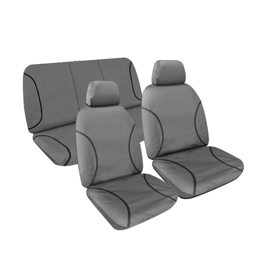 Tradies Full Canvas Seat Covers suits Toyota Hilux SR/SR5 Extra Cab (4X4 Only) 7/2011-6/2015 Grey